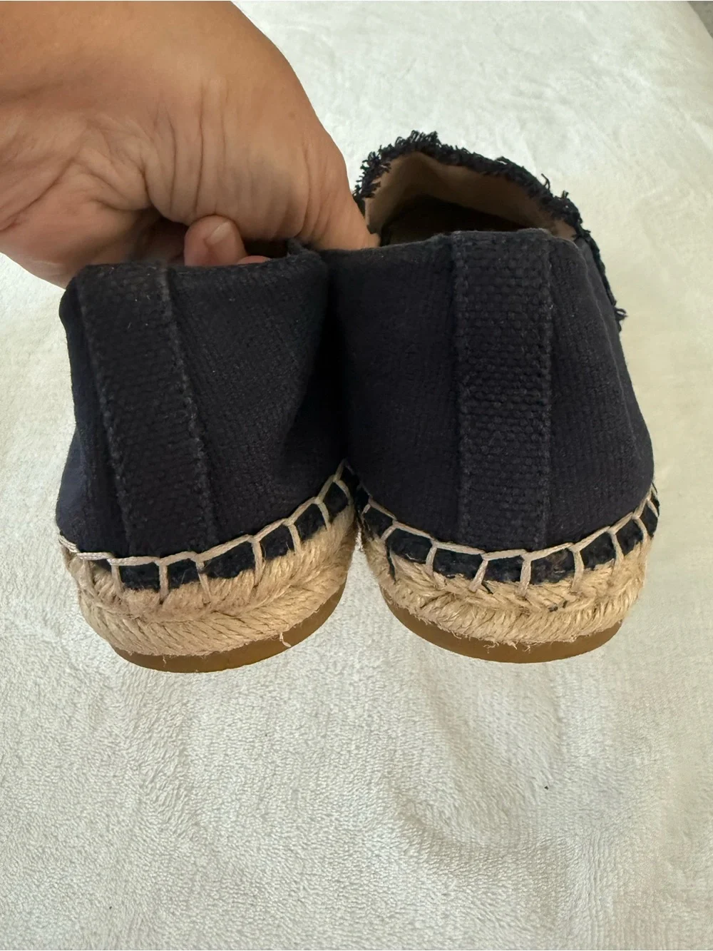 J McLaughlin Womens Redding Solid Canvas Espadrilles 6.5 Flats Blue/Tan Cloth